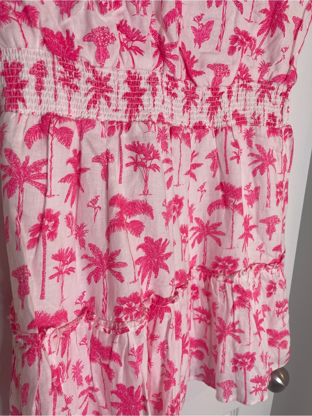Vineyard Vines Pink & White Palm-Print Ruffle-Sleeve Mini Dress - Picture 5 of 5